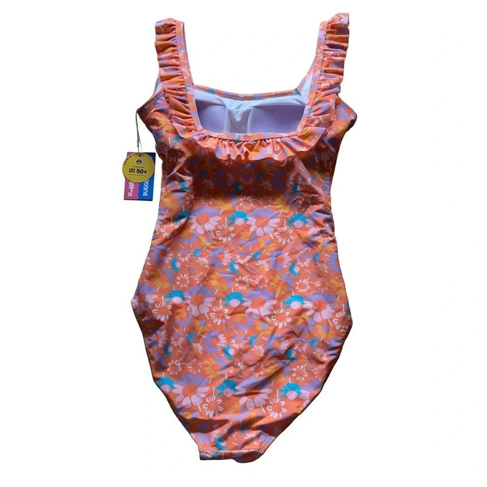 Ruffle Butts Vibrant Orange Floral One Piece